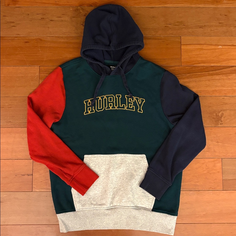 Retro Hurley Hoodie Sweatshirt Size Men’s Medium Colorblock Skater Surfer Y2K